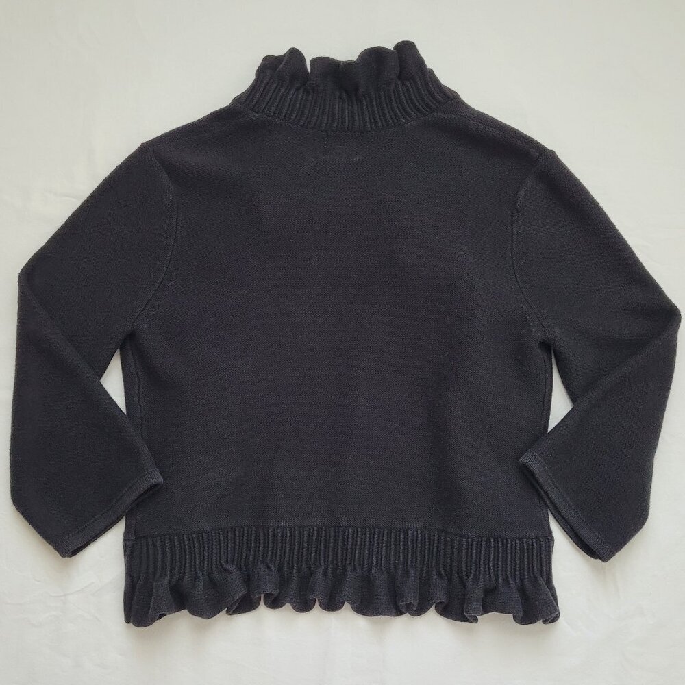 Ruby Rd Cardigan Black Ruffled Open Front 3/4 Sleeve Womens Large Boho Academia - Picture 6 of 10